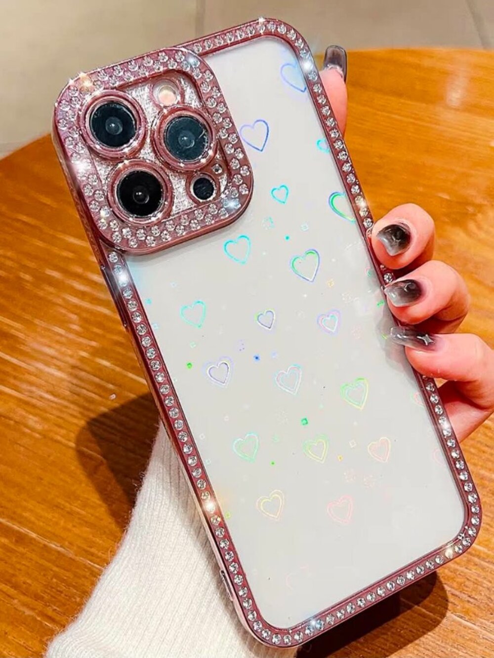 Like New Pink Bling & Hearts iPhone 15 Plus Case